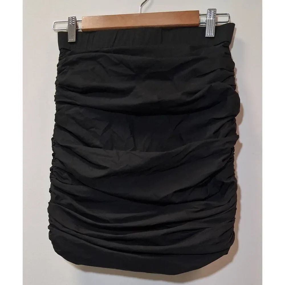 Babaton aritzia womens small black ruched mini pencil skirt